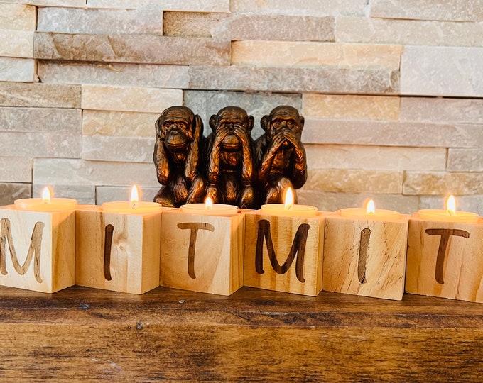 Wedding Day Gift Engraved Minimalist Wooden Tea Light Candle Holder Wedding Keepsake Romantic Gift Wedding Date Engraved Home Decor