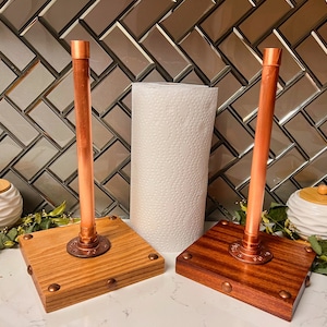 Paper Towel Holder, Kitchen Gift, Paper towel Stand, Hardwood and copper Kitchen Decor, Housewarming Gift, Home decor, Kitchen accessories