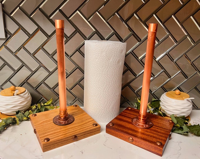 diy copper + wood paper towel holder – almost makes perfect