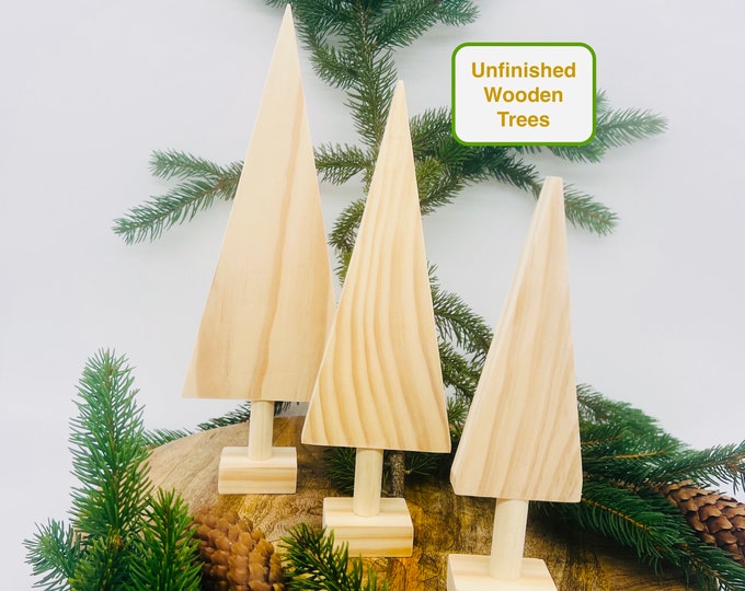 Unfinished Wooden Christmas Trees, Customizable DIY Crafting, Farmhouse style, Vintage Home Decor, Housewarming, Christmas Gift for kids, 3