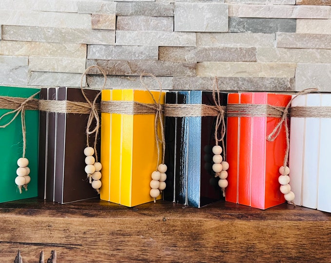 Decorative Wooden Books For Fall Home Decor - Rustic Fall Decor - Farmhouse Autumn Decor - Vintage Decoration - Rustic Holiday Decor -Autumn