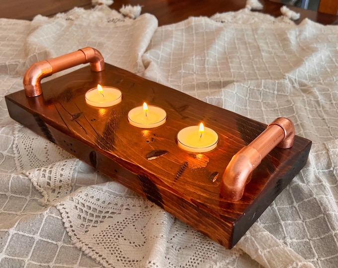 Rustic Industrial Candle Tray - Tealight Candle Holder - Vintage Decor - Retro Design - Housewarming Gift - Farmhouse Table Centerpiece