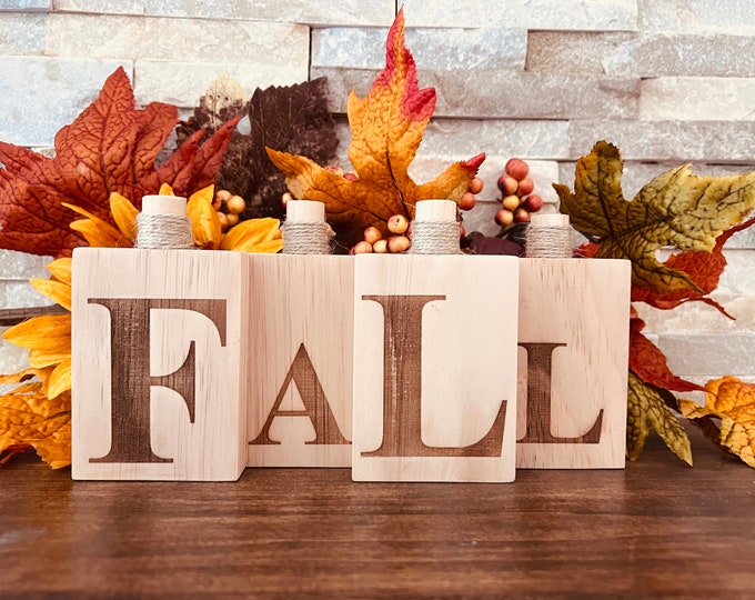 Handcrafted Wooden FALL Sign - Minimalist Home Decor - Rustic Wood Pumpkin Art - Autumn Harvest Decor - Fall Centerpiece Decor