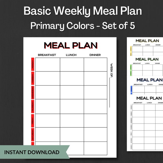 Weekly Meal Planner Meal Prep Schedule Printable Template Etsy