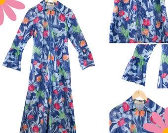 Vintage 1970's Maxi Dress, Size 18