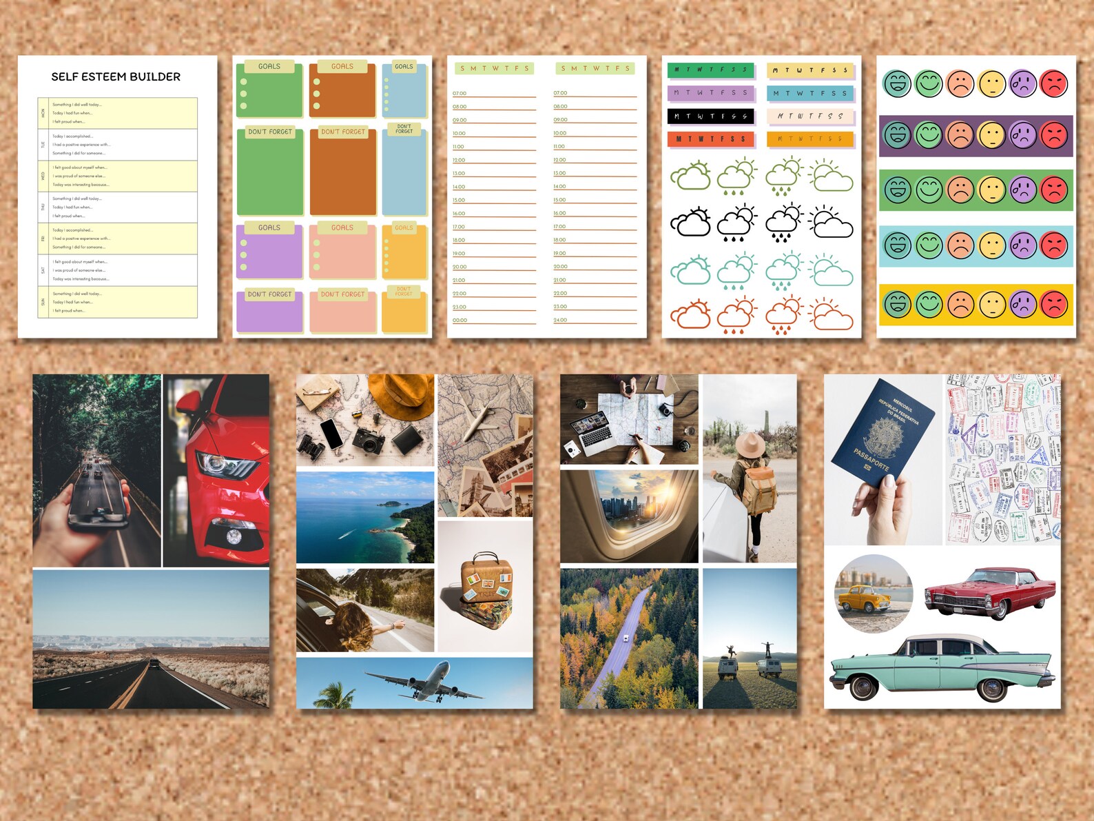 Vision Board Kit Komplett - Traumbrett Mit 135 Bildkarten, 18 Steckplätzen & Manifestations-Guide