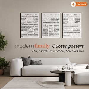 Modern Family Quotes Poster Bundle | Phil Dunphy Quotes | Modern Family Cast | Claire | Cam | Jay Pritchett | Mitch | Gloria | A4, A3 poster