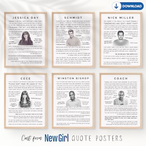 Cast of New Girl Quotes Posters | New Girl Poster | New Girl Quotes | Typography | Wall Art | New Girl Tv-show