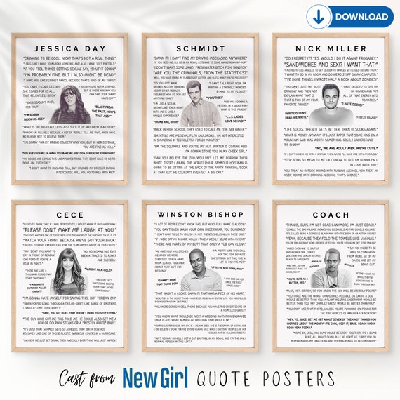 Cast of New Girl Quotes Posters | New Girl Poster | New Girl Quotes | Typography | Wall Art | New Girl Tv-show
