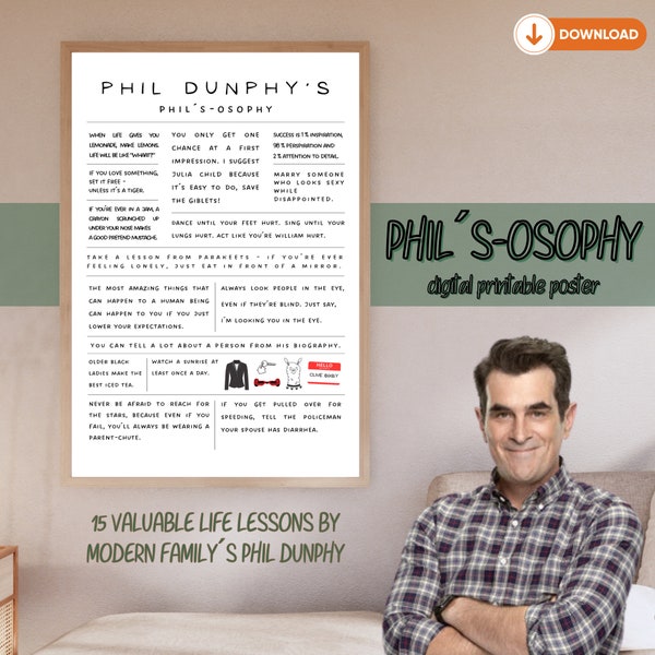 PHIL'SOSOPHY | Modern Family Phil Dunphy Quotes Print | Instant Download | Typography | Wall Art | Word Art | Poster | Life lessons | Quotes