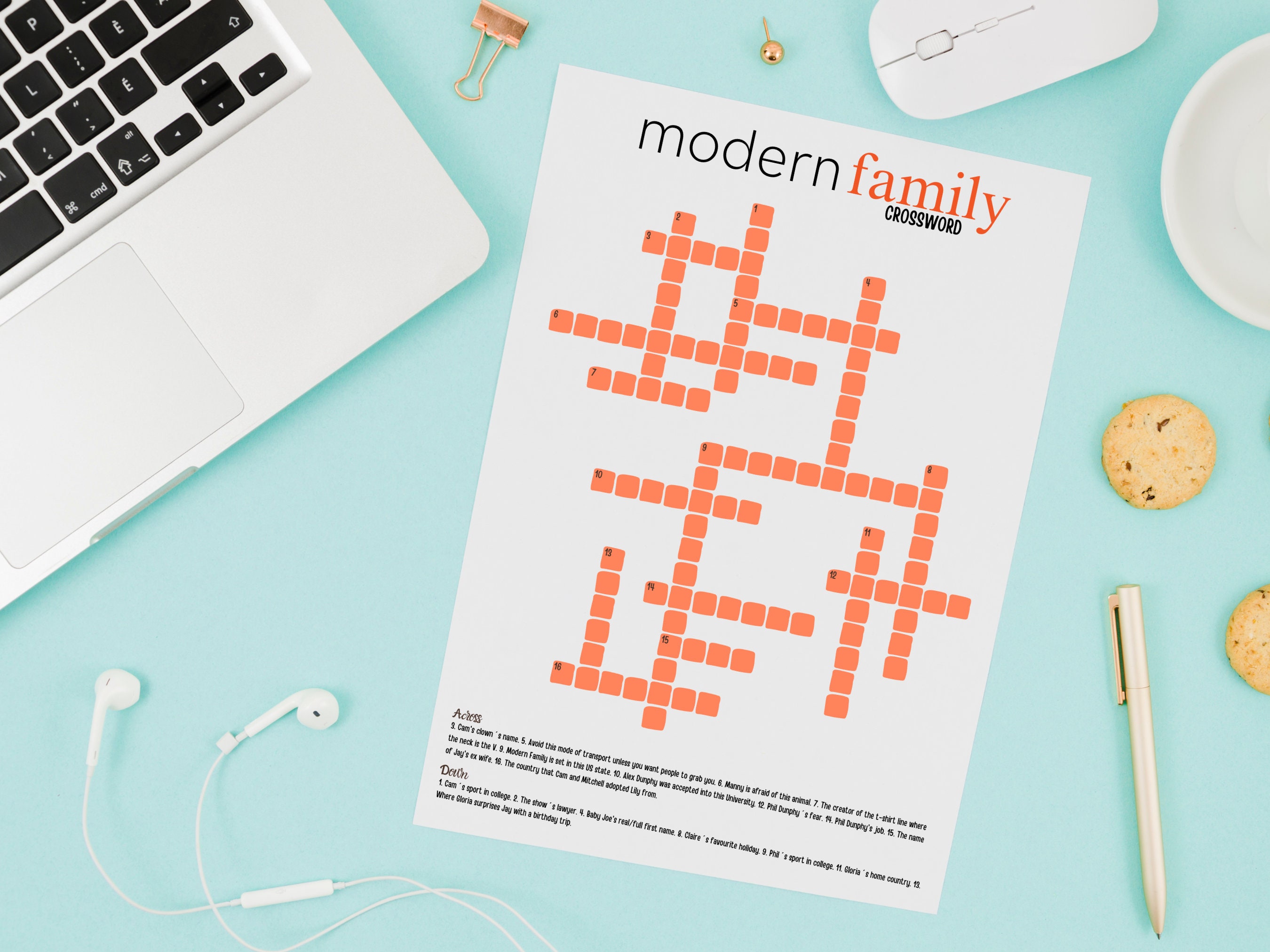 Modern Family Crossword Puzzle Digital Download Modern Family Crossword Modern Family Crossword Puzzle Digital Download Modern Family Crossword