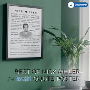 Nick Miller New Girl Best Quotes | Nick Miller Poster | New Girl Quotes | Typography | Wall Art