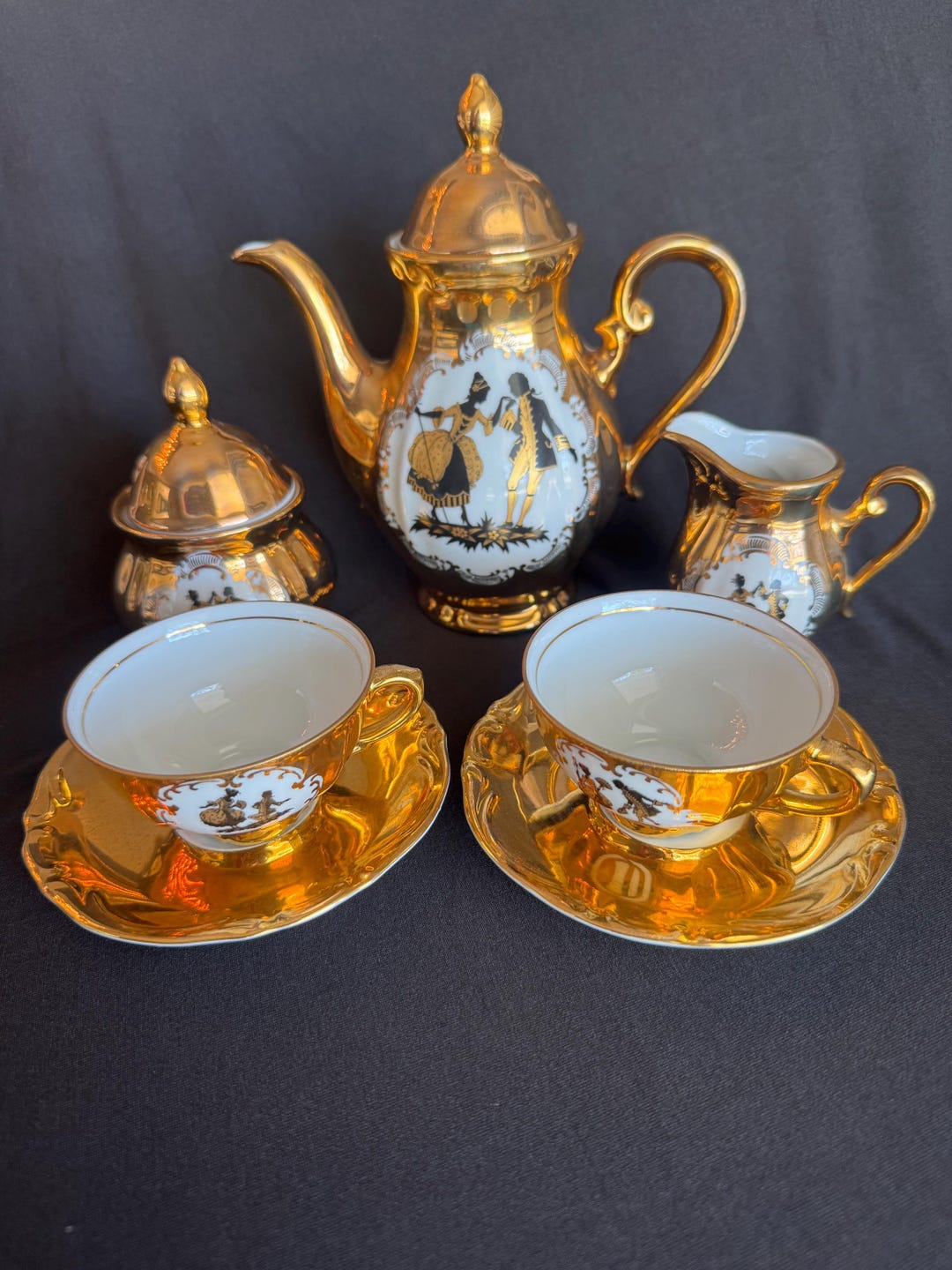 Vintage Häubach + Tirschenreuth Bavaria + Gold Porcelain Tea Set – 9 ...