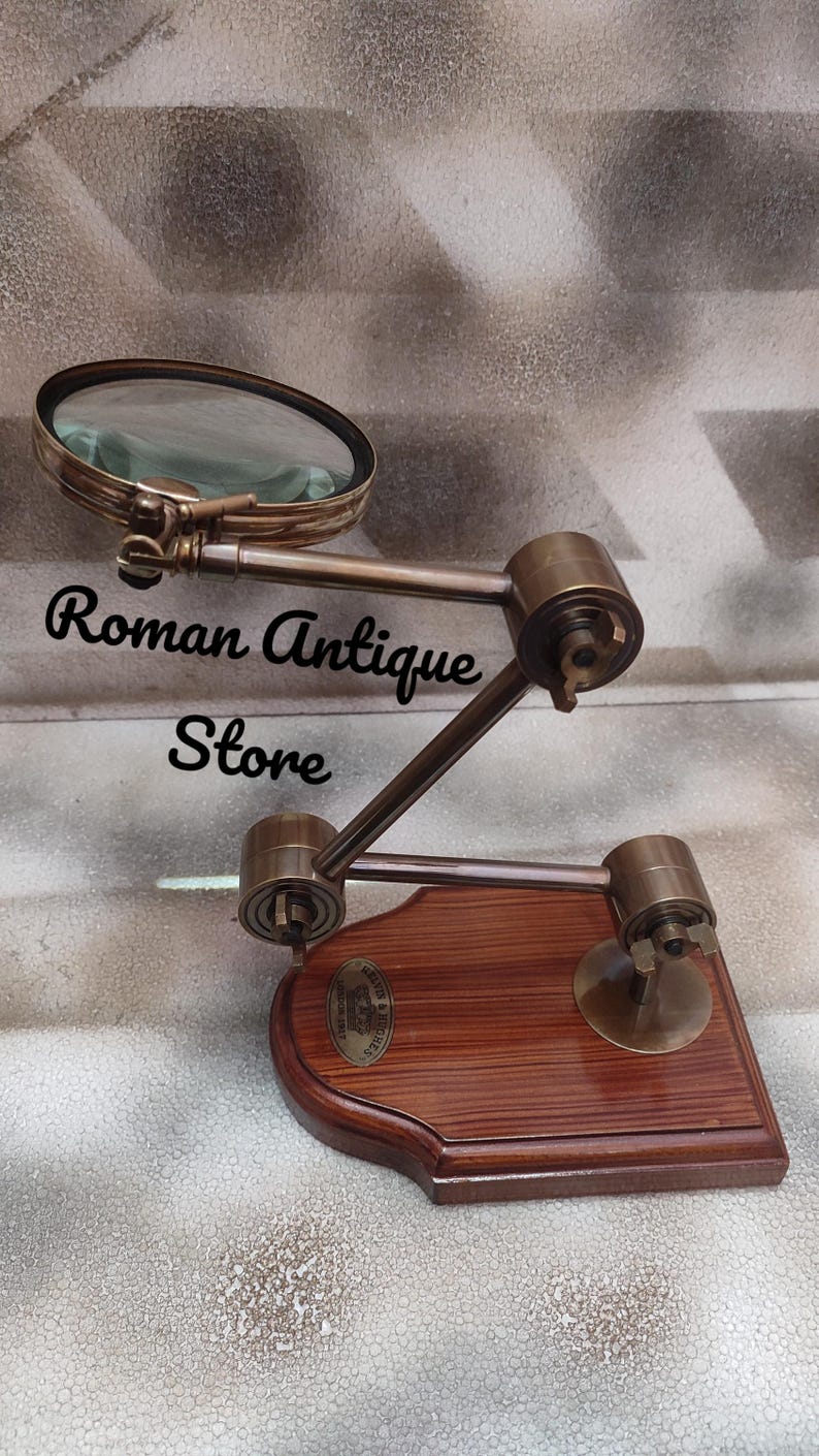 Antique Brass Desk Magnifier: Kelvin & Hughes London Marine Magnifying ...