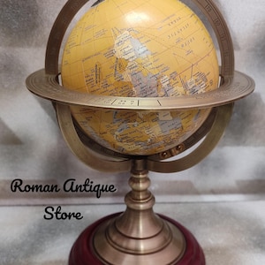 11" antiek koperen wereldkaart wereldbol nautisch bureaudecor astrolabium samenbol