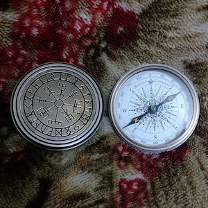 Personalized Nordic Compass, Viking Vegvisir Engraved Compass, Norse Mythology Compass, Working Compass, Anniversary Gift, Gift for Him,