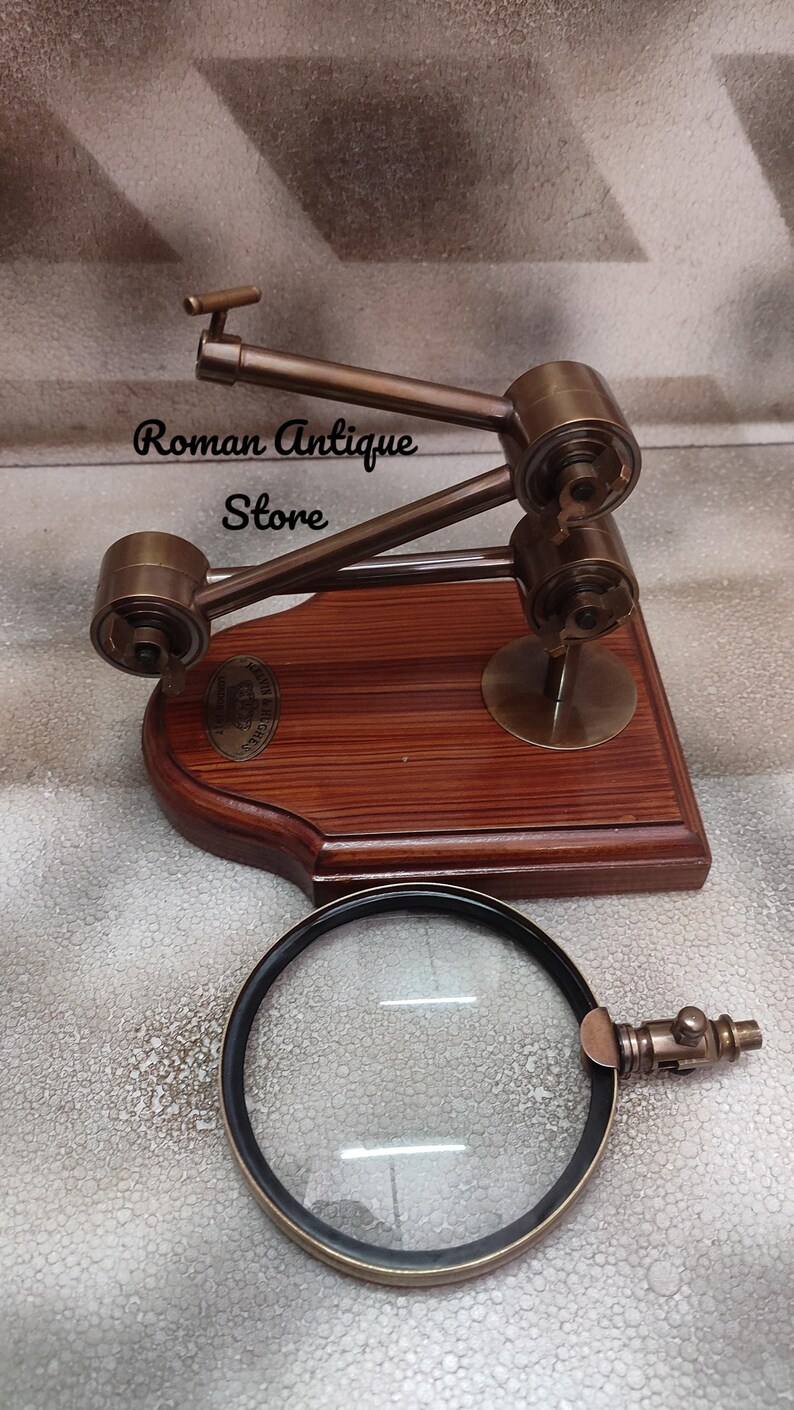 Antique Brass Desk Magnifier: Kelvin & Hughes London Marine Magnifying ...