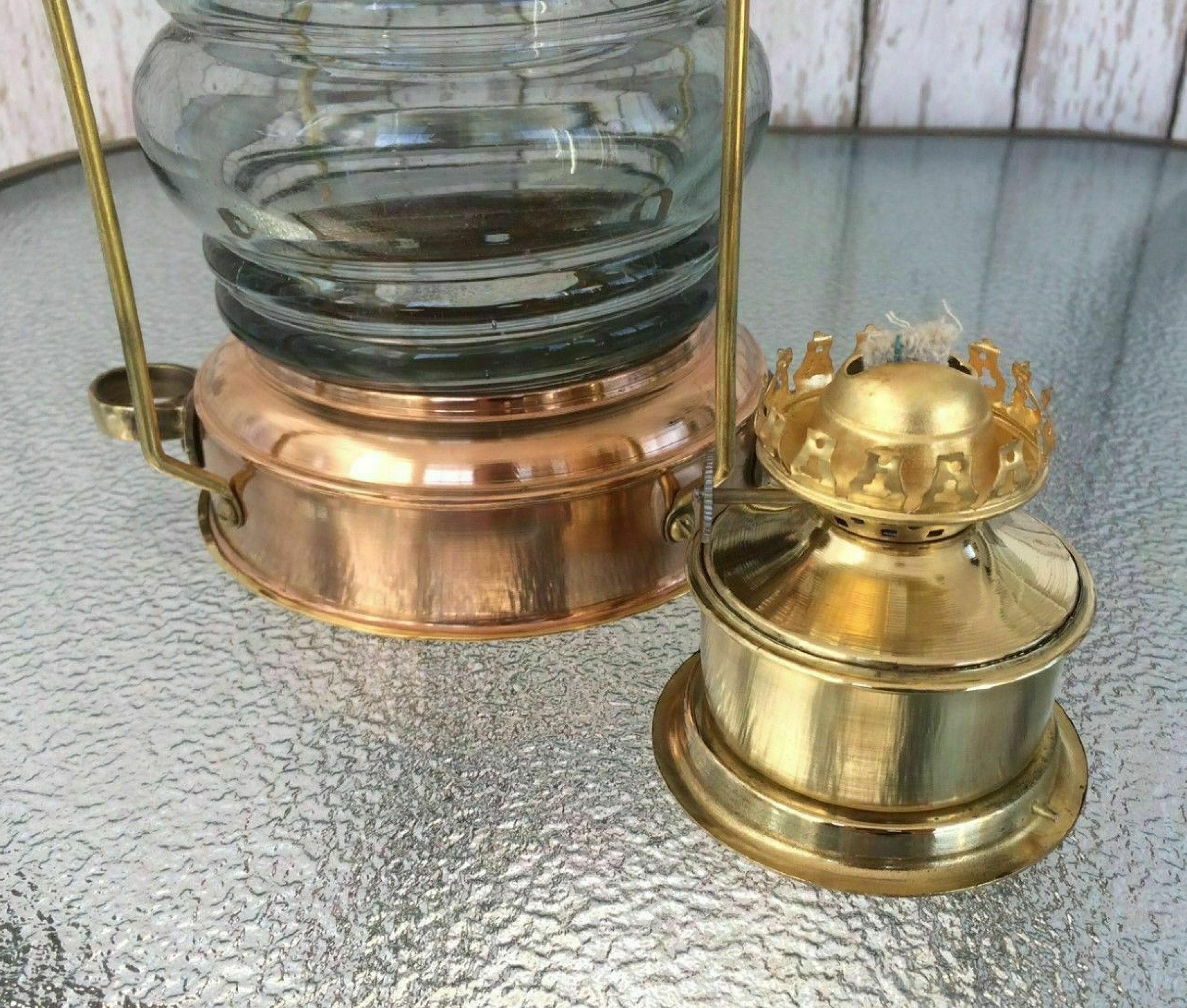 Brass & Copper Anchor Oil Lamp Leeds Burton Nautical Maritime 14