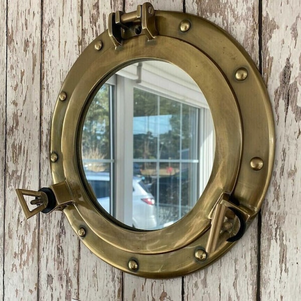 Antique Brass Nautical Maritime Ship Boat Window & Wall Mirror Porthole ~ Home Decor Gift
