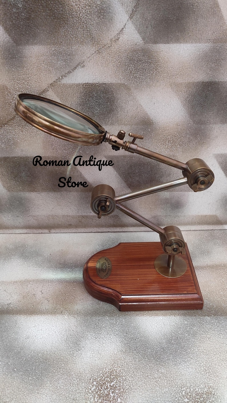 Antique Brass Desk Magnifier: Kelvin & Hughes London Marine Magnifying ...