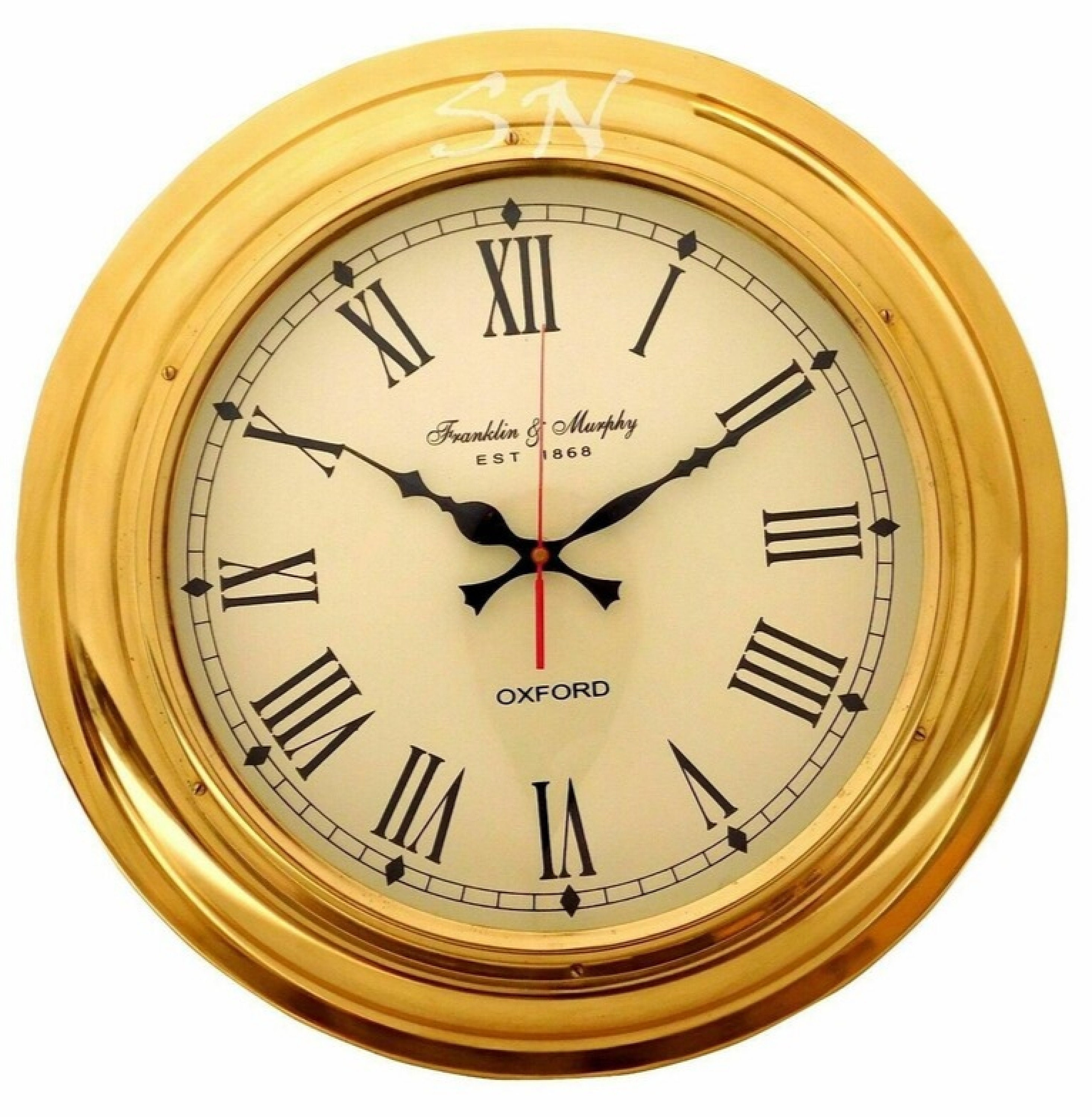 17" Nautical Brass Wall Clock Made For Franklin & Murphy Ship's Beach Home Decor
