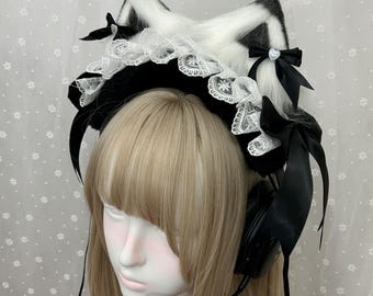 Kawaii kattöron hörlursfodral, söt plysch gaming headset-fodral, för AirPods Max Sony Hyper X, hörlurstillbehör, söt gamerpresent