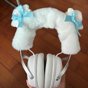 Cat Ears Headphone Cover, Kawaii Plush Protector,cute desk decor girly gaming setup,cutecore aesthetic,gamer gift,Girly setup,deak decor