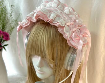 Cotton Pink  White Headphone Cover,Coquette Bow Gamer Headset Cover,For AirPods Max Sony Hyper X,Headphone Accessories,Headphone Decor