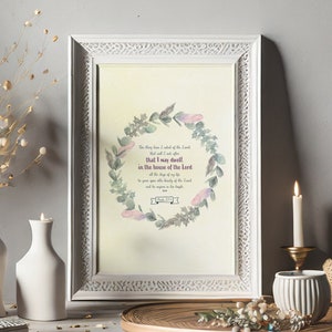 Bible Verse Wall Art - Psalm 27:4 Digital Print - Inspirational Scripture Decor - Floral Bible verse wall art - Christian Home Decor