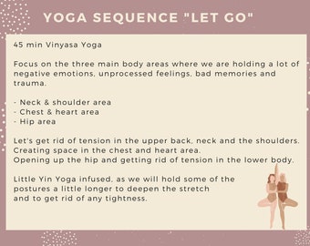 Yoga Stundenplan - Yoga Sequence - Yoga zum Loslassen von Emotionen - PDF - Yoga Sequence - Yoga Planner - Yoga Sequence Planner -Yoga Class