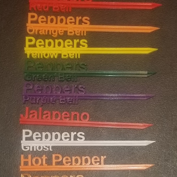 PEPPERS Plant Marker Stakes /7.75 inch tall / Custom / 3D printed /  Labels / Flags / Garden / Vegetables / Herbs / Flowers / Humorous