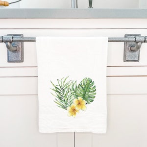 Tropical Heart - Cotton Tea Towel, Flour Sack Towel, Kitchen Decor, Coastal Decor, Kitchen towel, Valentine&#39;s Tea Towel, 27&quot; x 27&quot;
