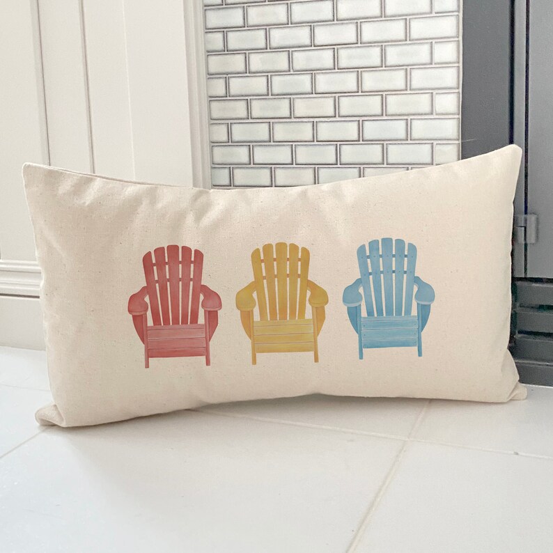 Three Adirondack Chairs Rectangular Canvas Pillow, Home Decor