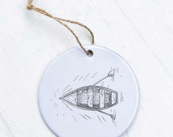 Hand Drawn Rowboat Ripples - Ornament