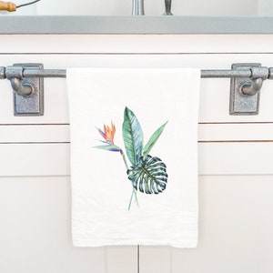 Tropical Plants - Cotton Tea Towel, Flour Sack Towel, Kitchen Decor, Beach Home Decor, 27&quot; x 27&quot;