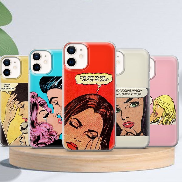 Custodia per telefono Pop Art Comics Citazioni Donna iPhone, 14, 13, 12 Pro, 11, XR, XS, 7, 8+, Samsung A12, A52, A51, A32, Galaxy S20fe, S21 E1