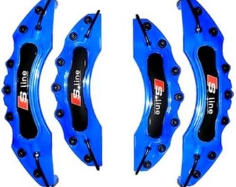 Blue Audi S Line Brake Caliper Covers (Front & Rear Set) a1 a2 a3 a4 a6 a5 q3 q2 b9 s line