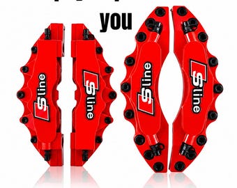 Audi Brake Caliper Covers 3D (Fits A3, A4, A6, Q3, Q5, Q7) Audi S-Line Red Brake Caliper Covers Set