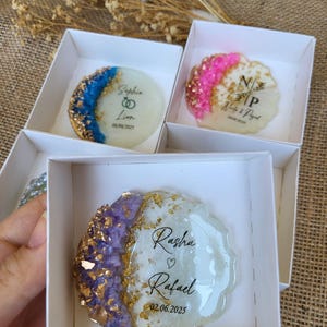 Personalisierter Magnet Favor, Epoxy Magnet, Verlobungsgeschenk, Brautpartybevorzugungen, Magnet für Gast, Hochzeitsgeschenke, Hochzeitsmagnet, Babyparty