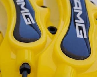 Yellow AMG Brake Caliper Covers for Benz C300 E320 E350 (Front & Rear Set)