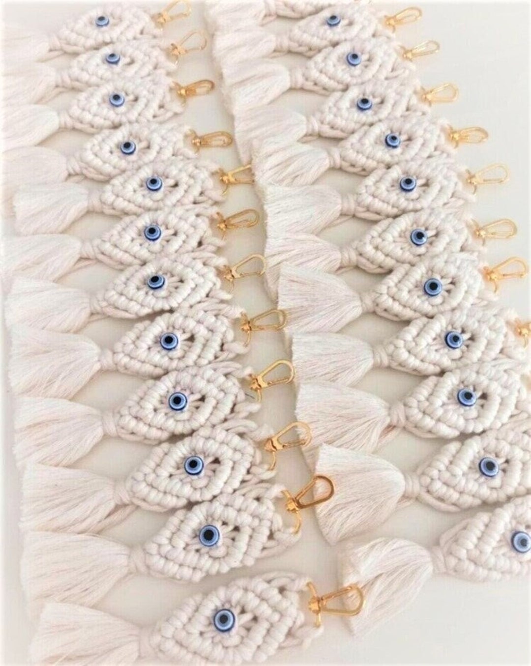 6 Stück Evil Eye Schlüsselanhänger - Türkisches Auge Glücksbringer