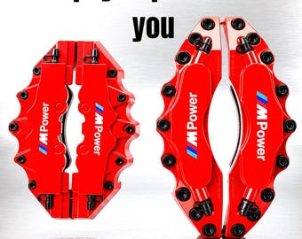 BMW M Power Brake Caliper Cover Engraved (Fits: X1-X6, 2, 3, 5, 6, 7 Series) red brake caliper covers for bmw