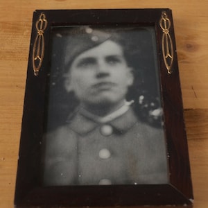 Antique Art Nouveau Photo Wooden Frame with Filigree Decor