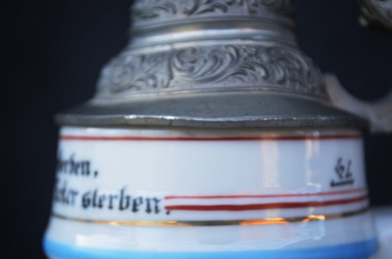 WW1 Regimental Bier Stein Lithophane Imperial German Military Soldier