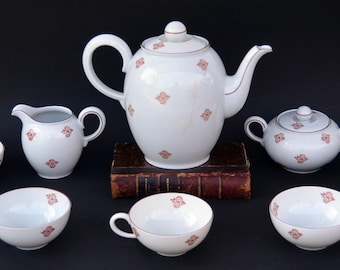 Vintage Volkstedt Germany Porcelain Tea Set: Mid Century Coffee