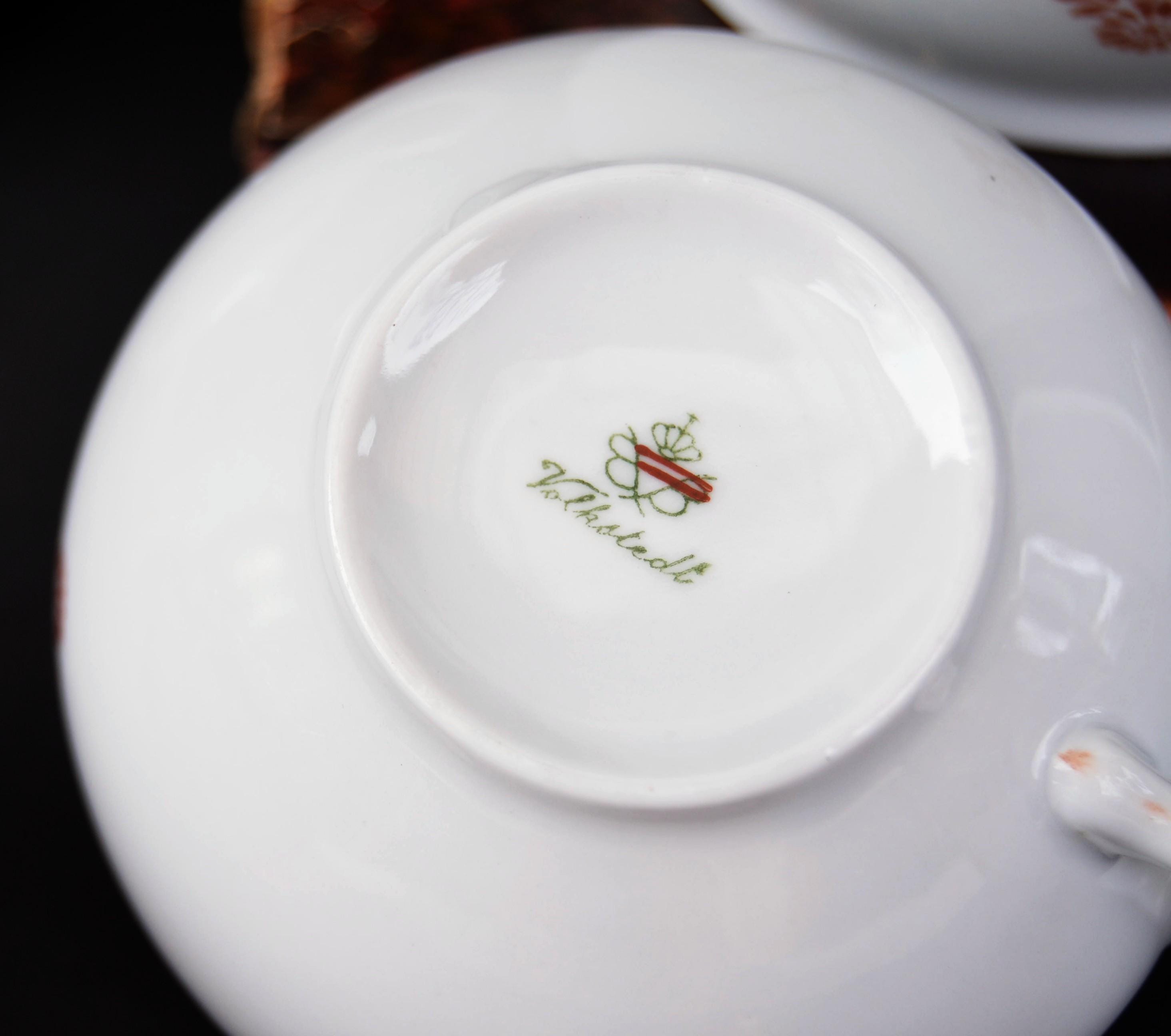 Vintage Volkstedt Germany Porcelain Tea Set: Mid Century Coffee
