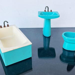 Mid Century Miniature Dollhouse Bodo Hennig Bathroom 3 pieces of furniture