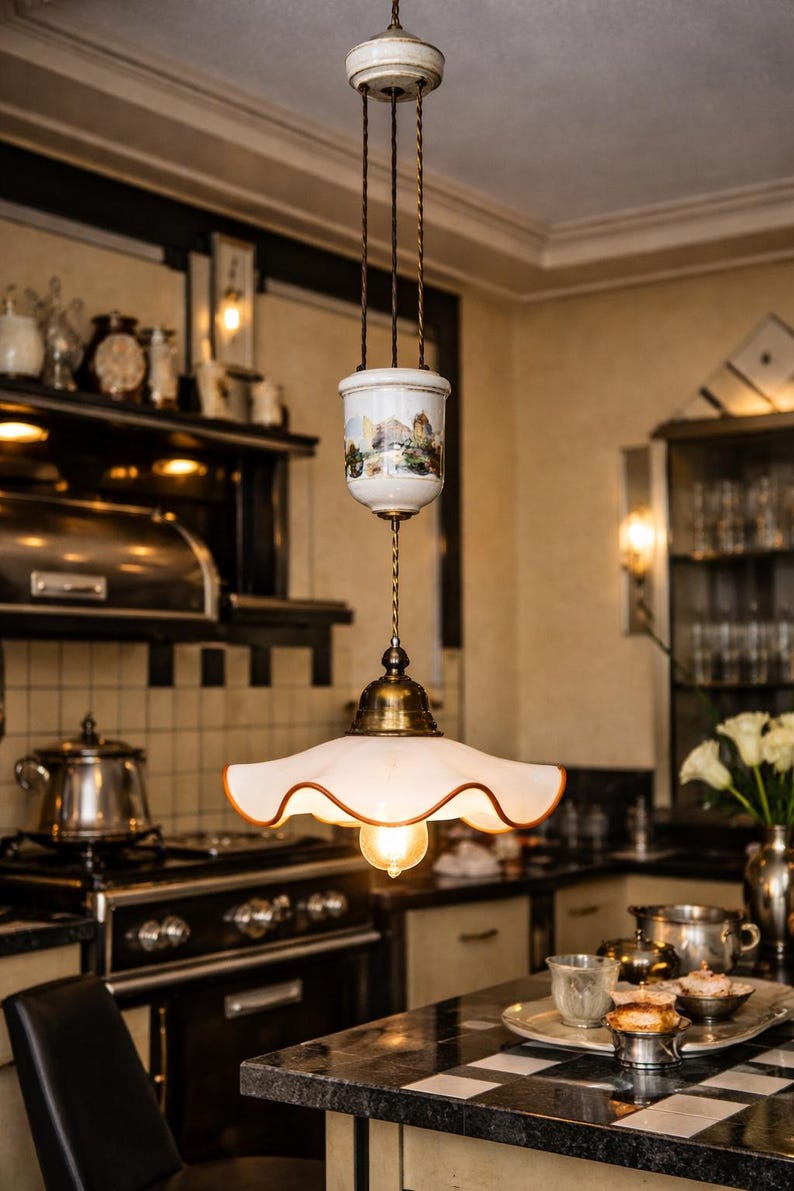 French Pendulum Kitchen Rise and Fall Counterweight Porcelain ...