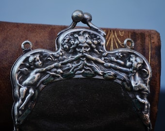 Porte-monnaie Ancien Maille Métal Argenté - Fermoir Décoré - Vintage Français