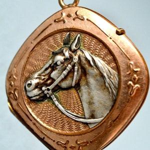 Victorian Locket Fob Head Horse Gold Filled Repousse